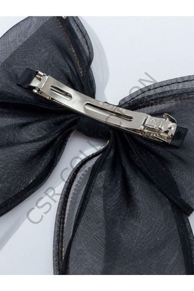Zirkon Taşlı Siyah Organze Pens Toka