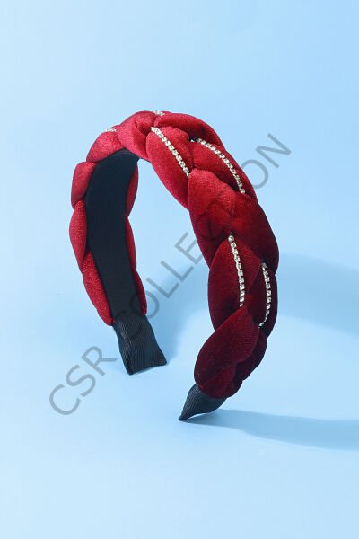 Zirkon Taşlı Kadife Örgü Taç