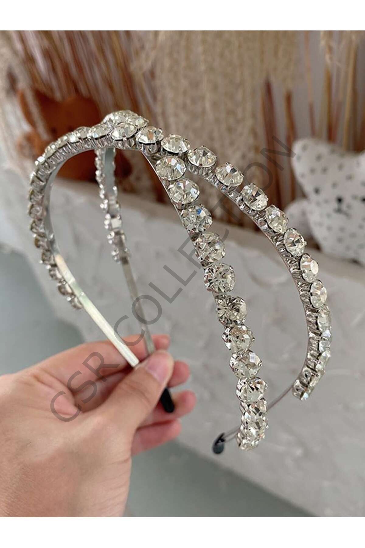 Çapraz Model Zirkon Taç parlak gümüş - Tek Ebat