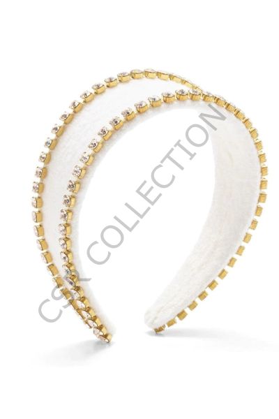 Gold Zirkon Taşlı Beyaz Teddy Peluş Taç