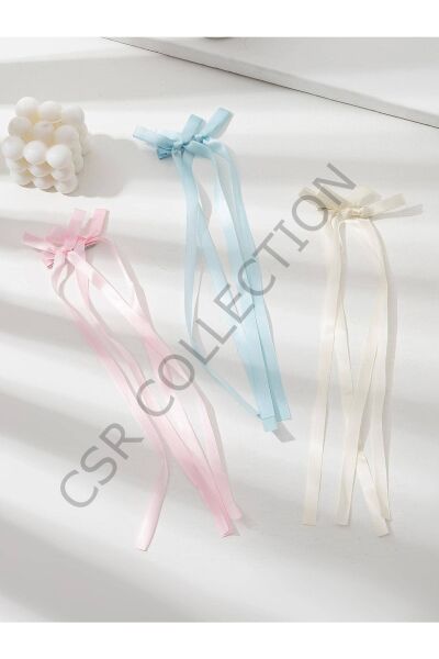 3lü Saten Fiyonk Toka beyaz-pembe*mavi - Tek Ebat